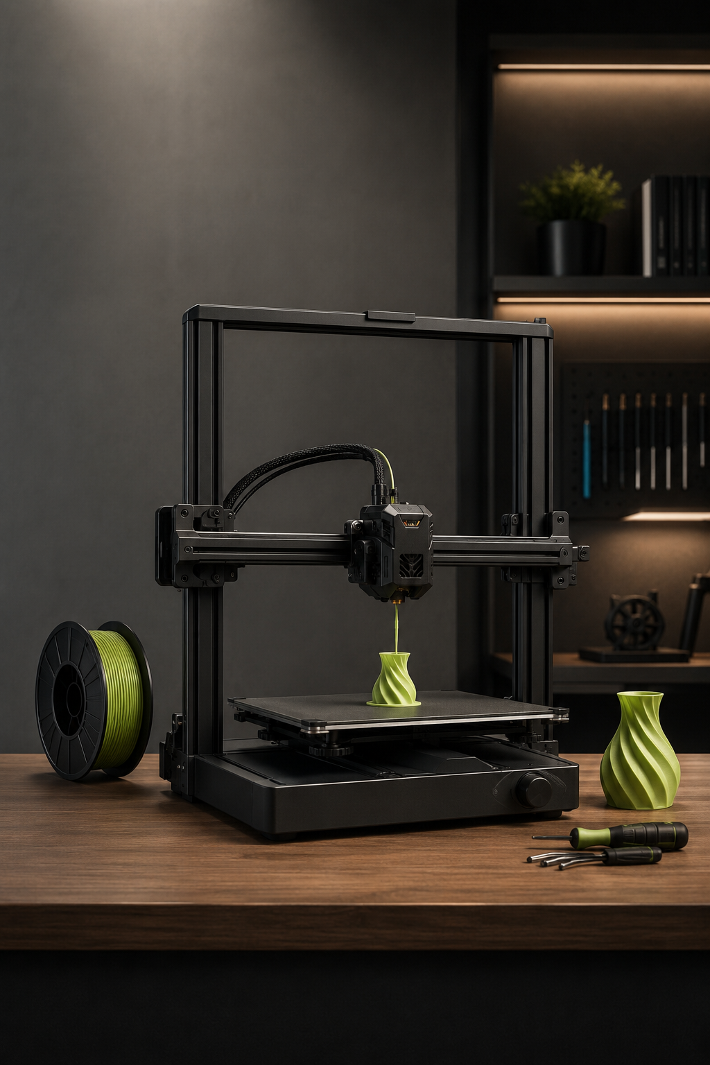 Premium active 3D printer producing a refined finished object