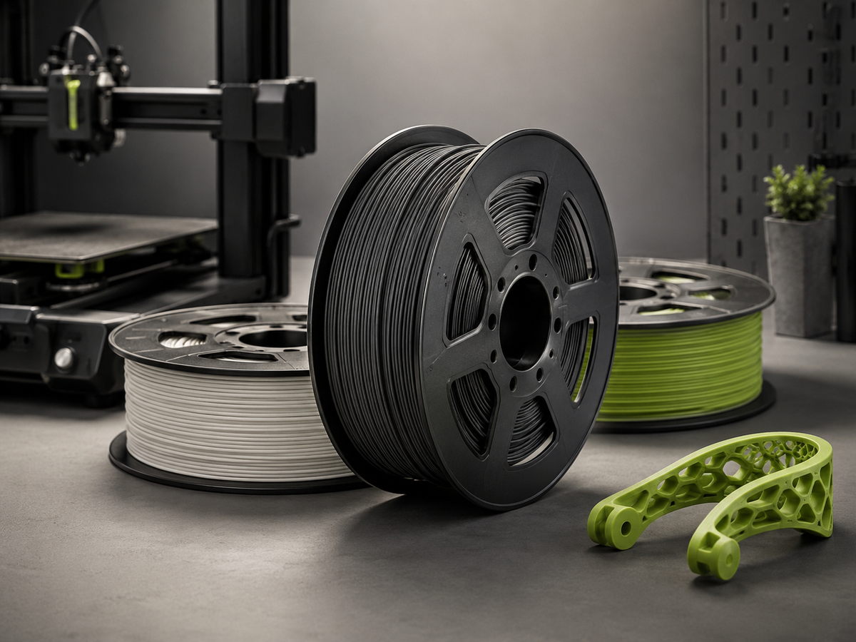 Premium filament spools with a finished printed object