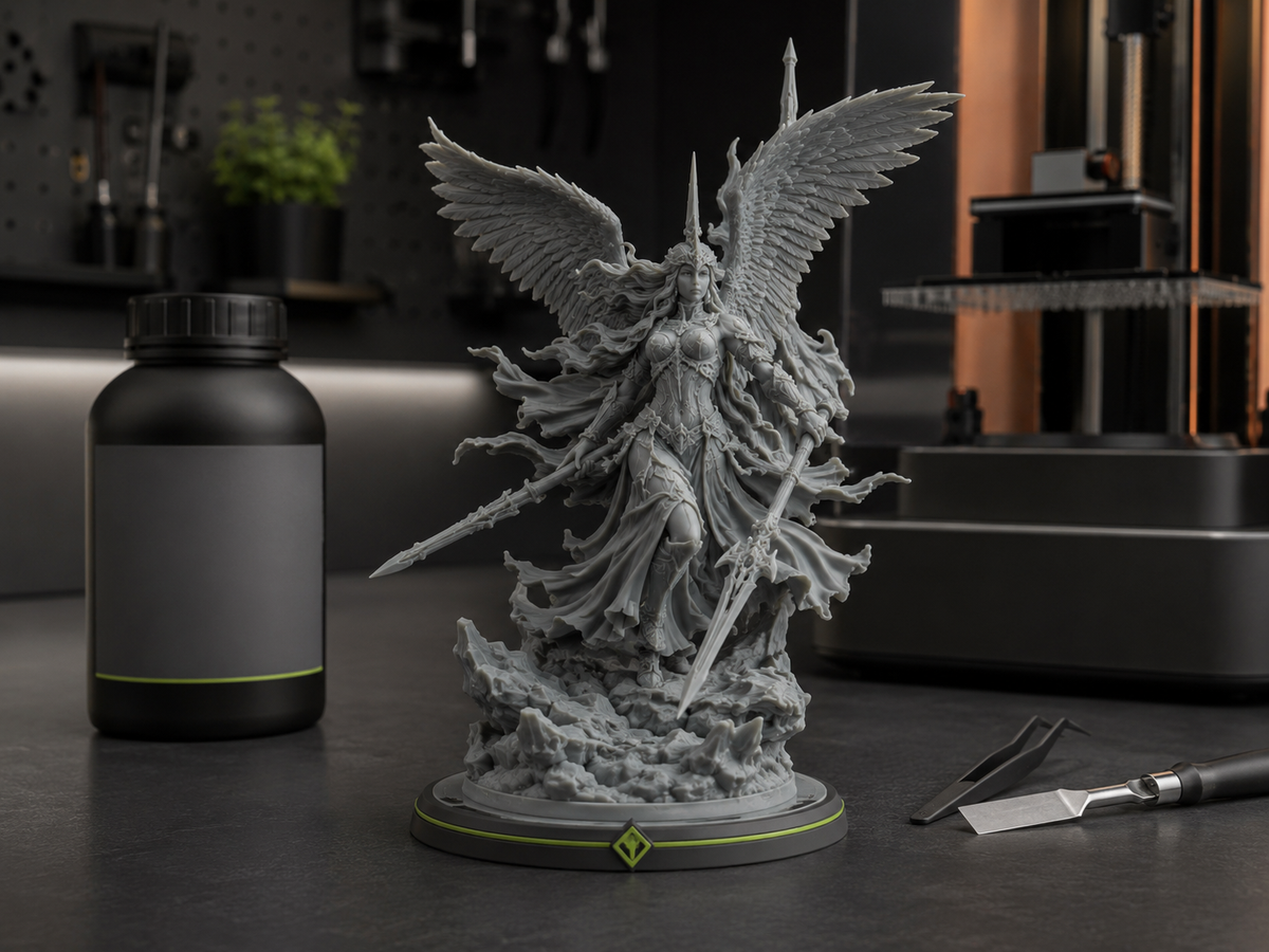 Detailed resin printing model with resin material presentation