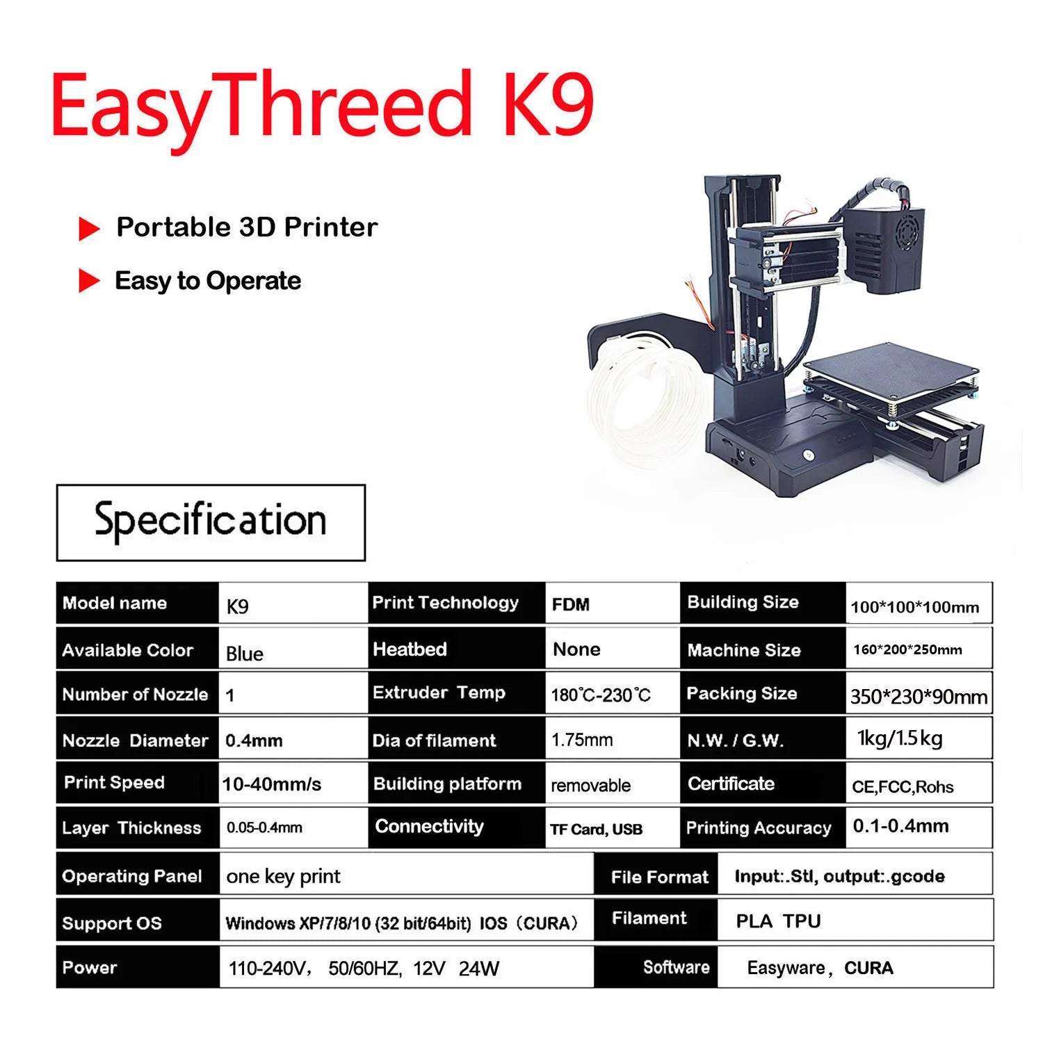EasyThreed K9 Mini Desktop 3D Printer